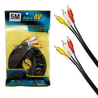 шнур 3rca - 3rca mrm av13  длина 5м, кабель аудио/видео, позолоченный штекер, в пакете  фото
