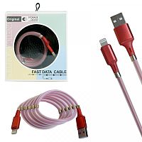 кабель usb - lightning для iphone с магнитами для красивой укладки 1m magnet mr-36 red красный  фото