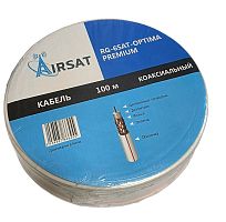 кабель airsat rg-6sat optima premium коаксиальный белый оплётка 64*0,12 с красной полосой за 1м  фото