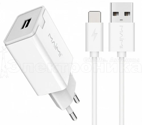 блок питания maimi t7, 5в, 2,4а,  шнур ios lightning 1 м,  зарядное устройство, 1 usb выход  фото