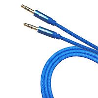 кабель аудио jack 3.5 - jack 3.5 mrm r1 шнур aux - aux аудиокабель голубой, резиновый, длина 1 м  фото