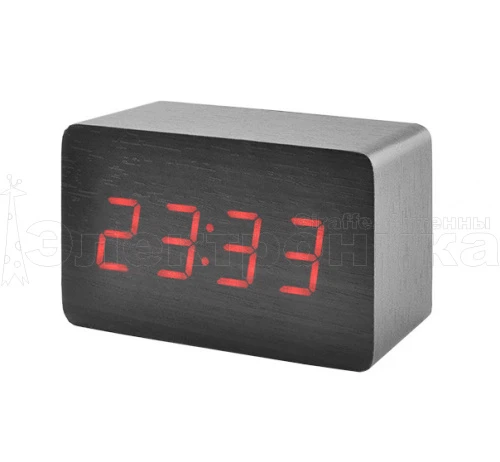 часы настольные vst863-1 индикация даты/температуры, 3 будильника, управл: звук/нажатие красн. цифры  фото