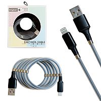 кабель usb - lightning с магнитами для красивой укладки 1m magnet mr-36 black черный  фото