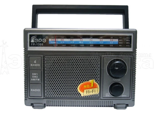 радиоприемник переносной fepe fp-1366, fm/am/aux проигрыватель, сетевой 220в   фото