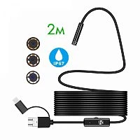 эндоскоп usb орбита ot-sme14 для смартфонов и пк (micrо-usb / usb / type-c) длина 2м, led подсветка  фото