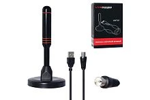 антенна тв комнатная цифровая mrm ant07 с усилением 15дб, эфирная для dvb-t2 телевидения  фото