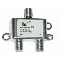 диплексор gi sd01 sat 5-860 ant 950-2150 mhz, f разъемы эфирный + спутниковый с проходом питания 2х1  фото